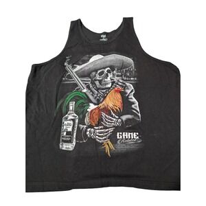Shaka Wear Mens Game Skeleton Charro Rooster Tank Top Black 3XL Jose Cuervo A4